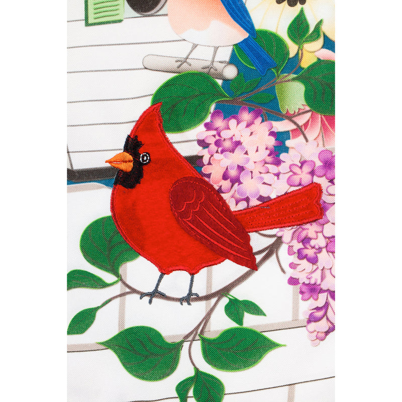 Song Bird Floral Garden Linen Flag,14l8927