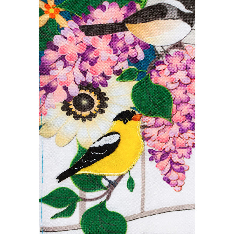 Song Bird Floral Garden Linen Flag,14l8927