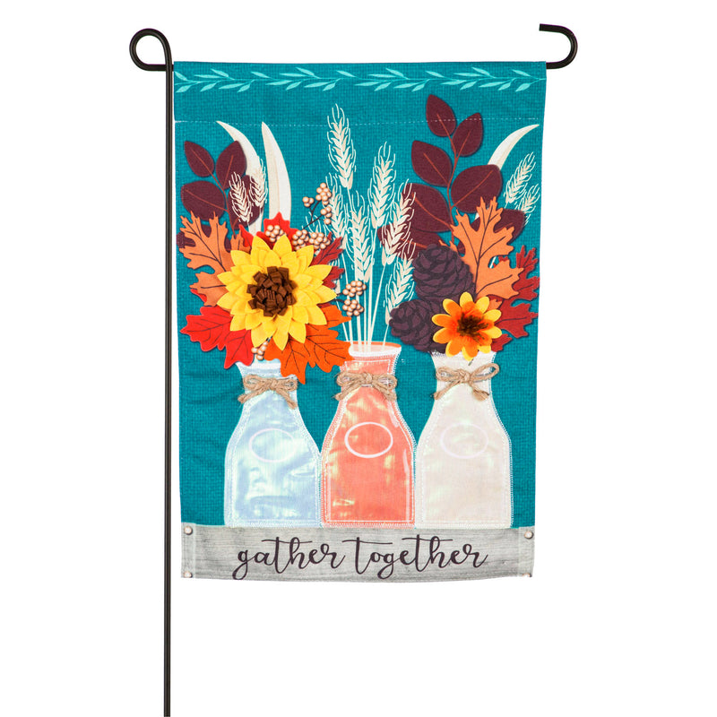 Autumn Milk Bottles Garden Linen Flag,14l9318bl