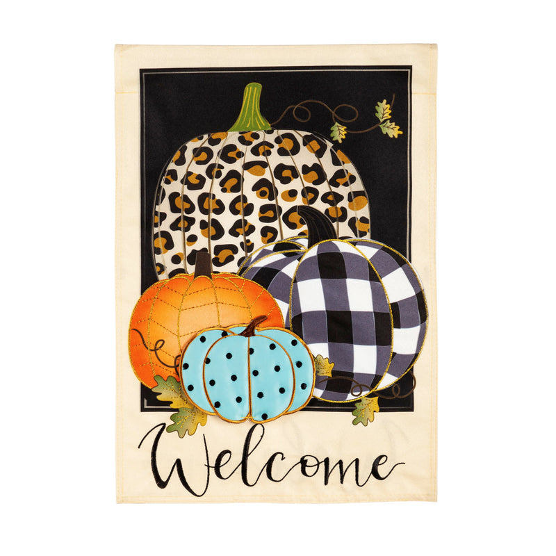 Mixed Print Pumpkins Garden Linen Flag,14l9902