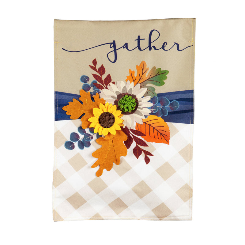 Fall Floral Gather Garden Linen Flag,14l9949