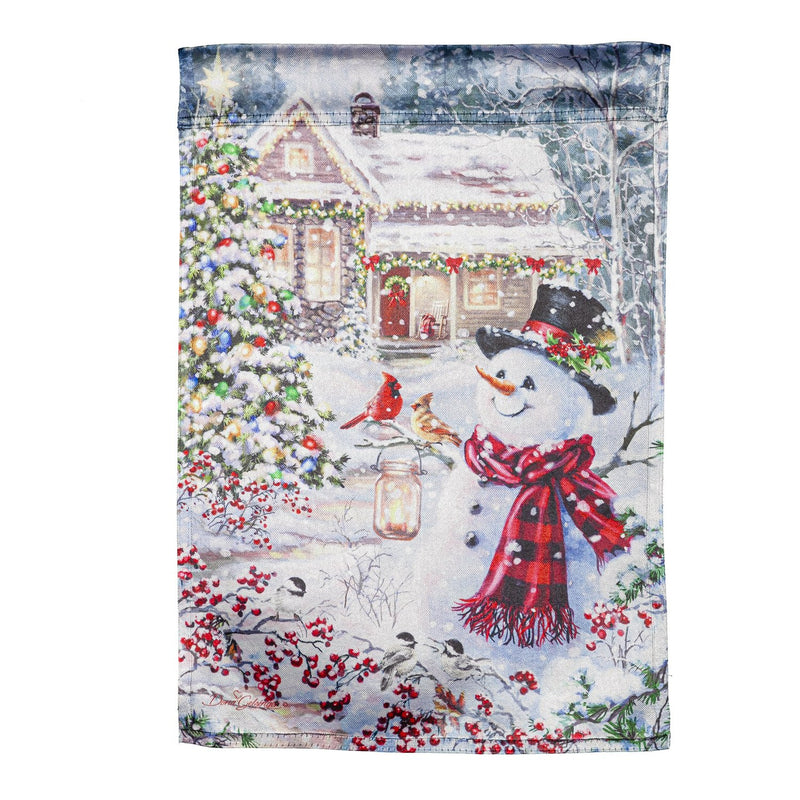 Cottage in the Snow Garden Lustre Flag,14lu10559