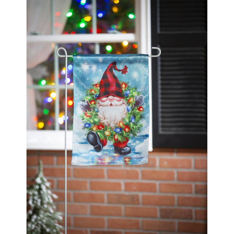 Gnome with a Christmas Wreath Garden Lustre Flag,14lu10560