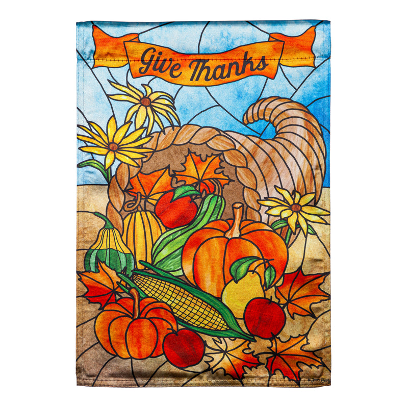 Stained Glass Cornucopia Garden Lustre Flag,14lu11005