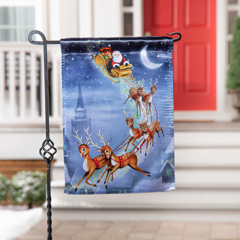 Santa Sleigh Lustre Garden Flag,14lu11166