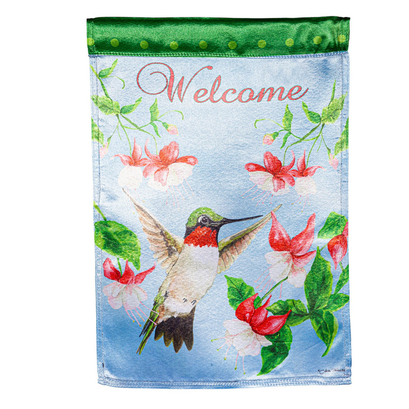 Hummingbird and Flowers Lustre Garden Flag,14lu11275