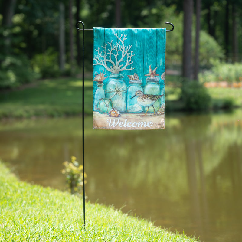 Beach Mason Jar Moire Garden Flag,14m11558