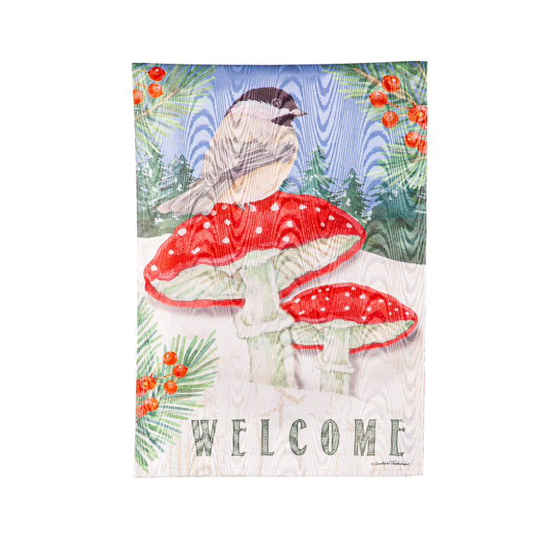 Chickadee and Winter Moire Garden Flag,14m12168