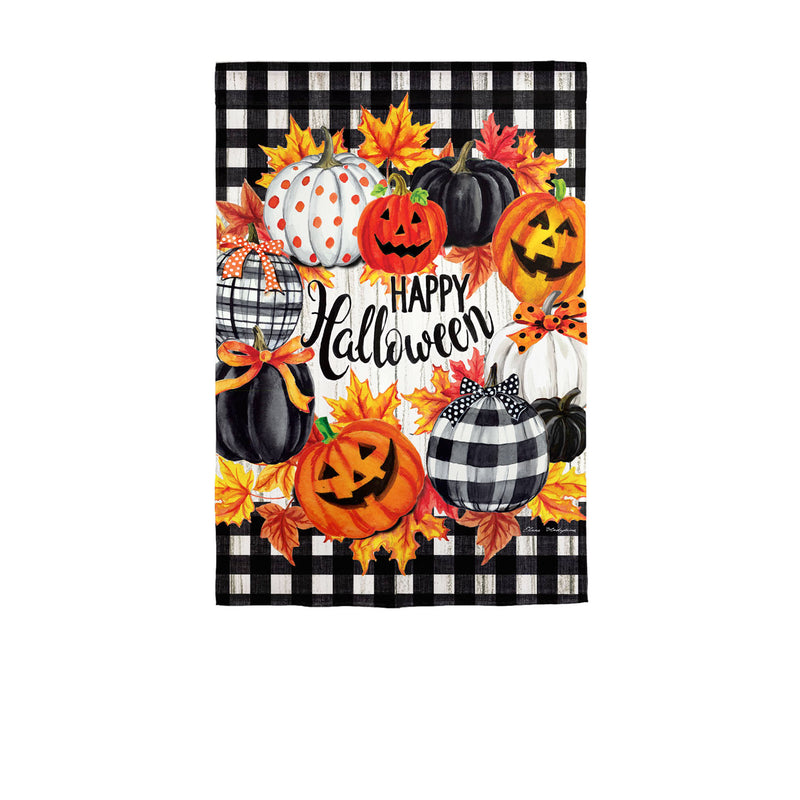 Halloween Pumpkin Wreath Garden Suede Flag,14s10005