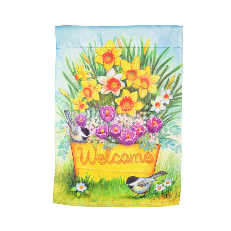 Yellow Bucket  Welcome Garden Suede Flag,14s10174