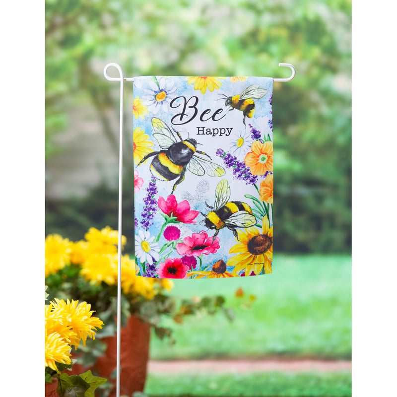 Bright Flowers and Bumblebees Garden Suede Flag,14s10259