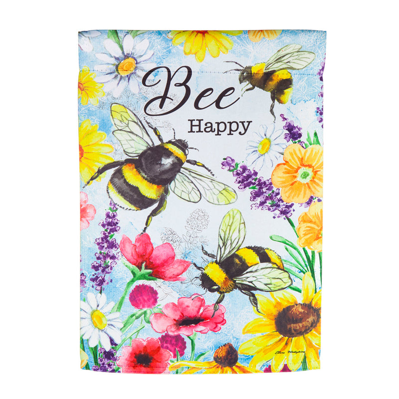 Bright Flowers and Bumblebees Garden Suede Flag,14s10259