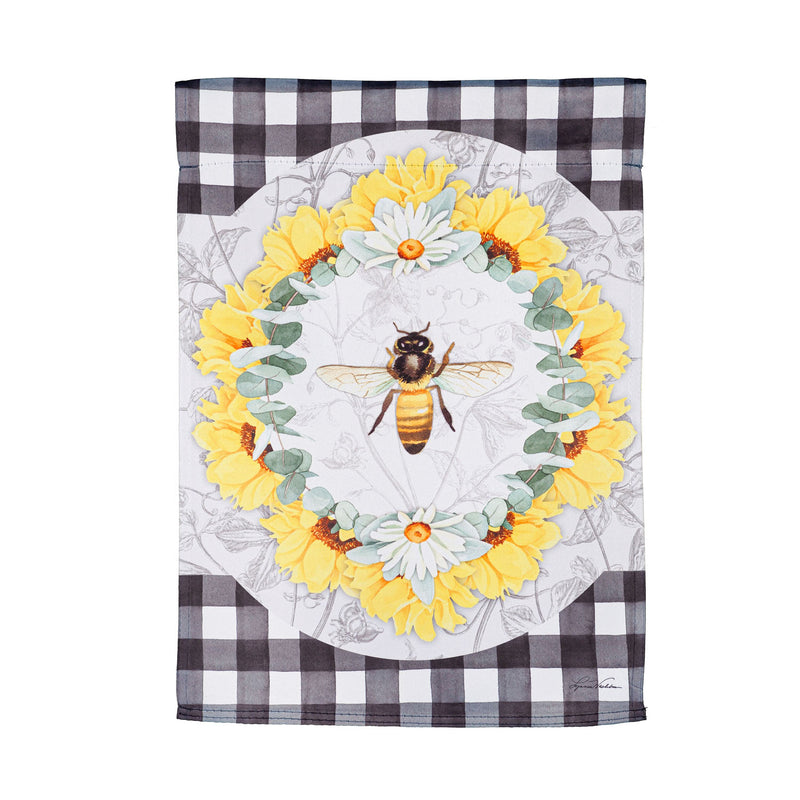 Honey Bee and Flowers Garden Suede Flag,14s10307