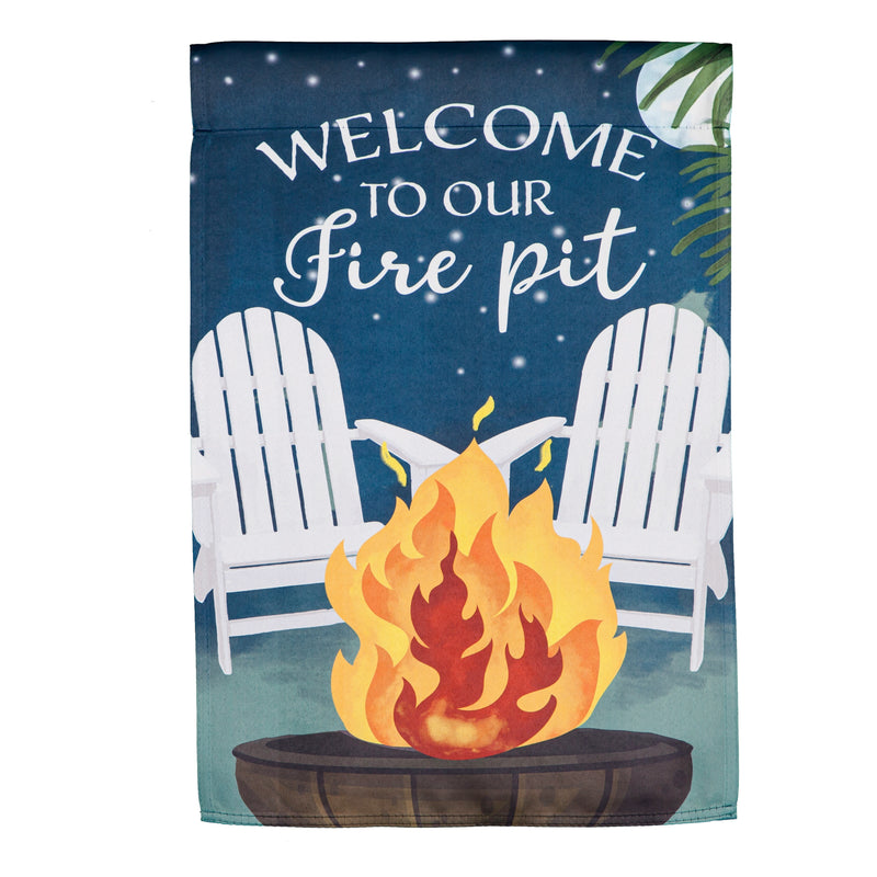 Welcome to Our Fire Pit Garden Suede Flag,14s10411