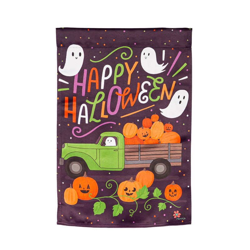 Evergreen Flag,Boo Truck Garden Suede Flag,12.5x0.02x18 Inches