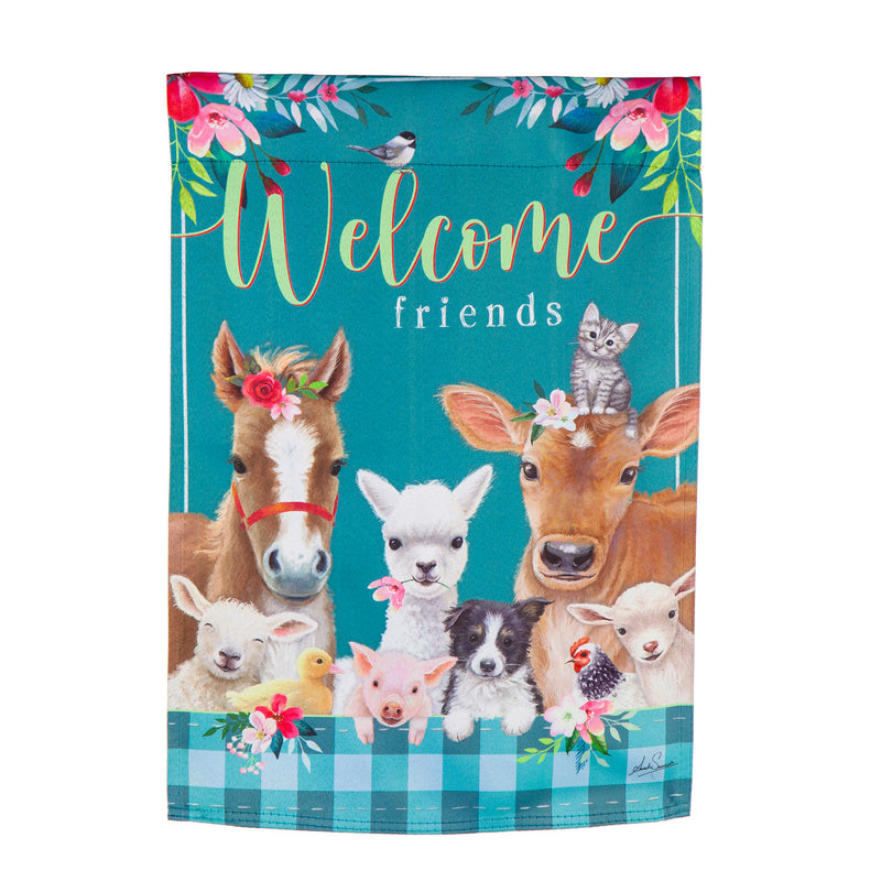 Sweet Farm Friends Garden Suede Flag,14s10643