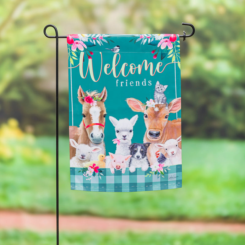 Sweet Farm Friends Garden Suede Flag,14s10643