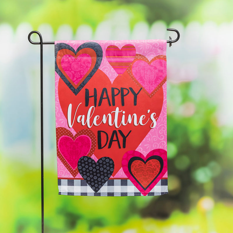 Patterned Valentine Hearts Garden Suede Flag,14s10654