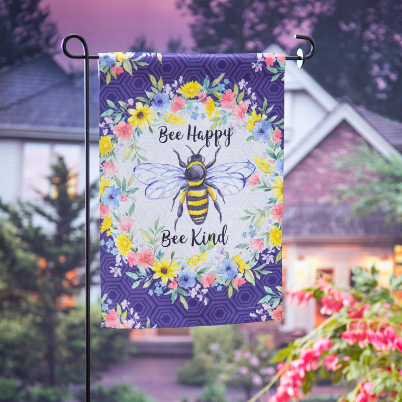 Bee Happy Bee Kind Garden Suede Flag,14s10844