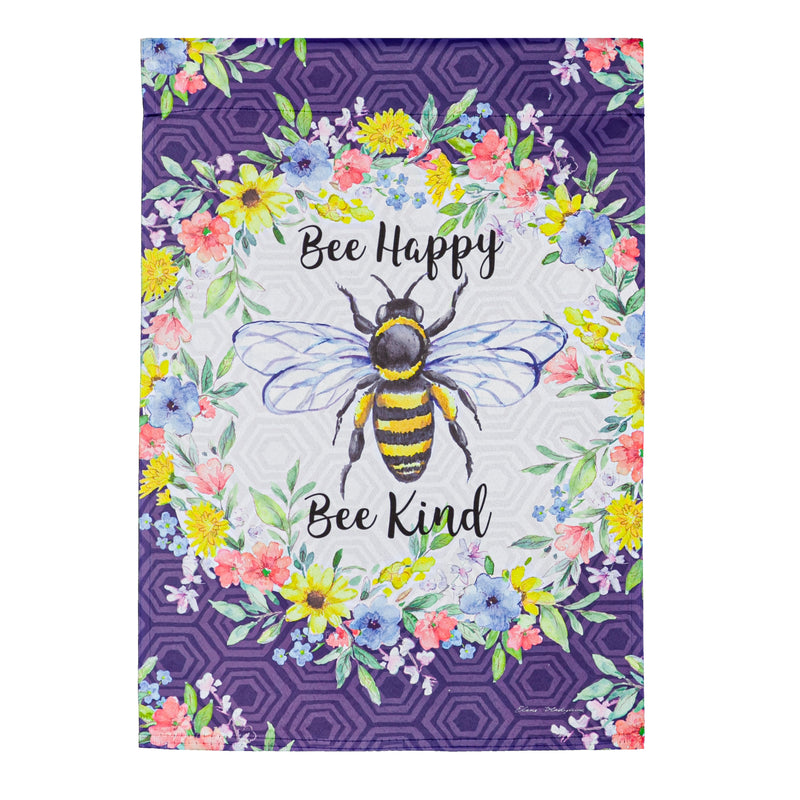 Bee Happy Bee Kind Garden Suede Flag,14s10844