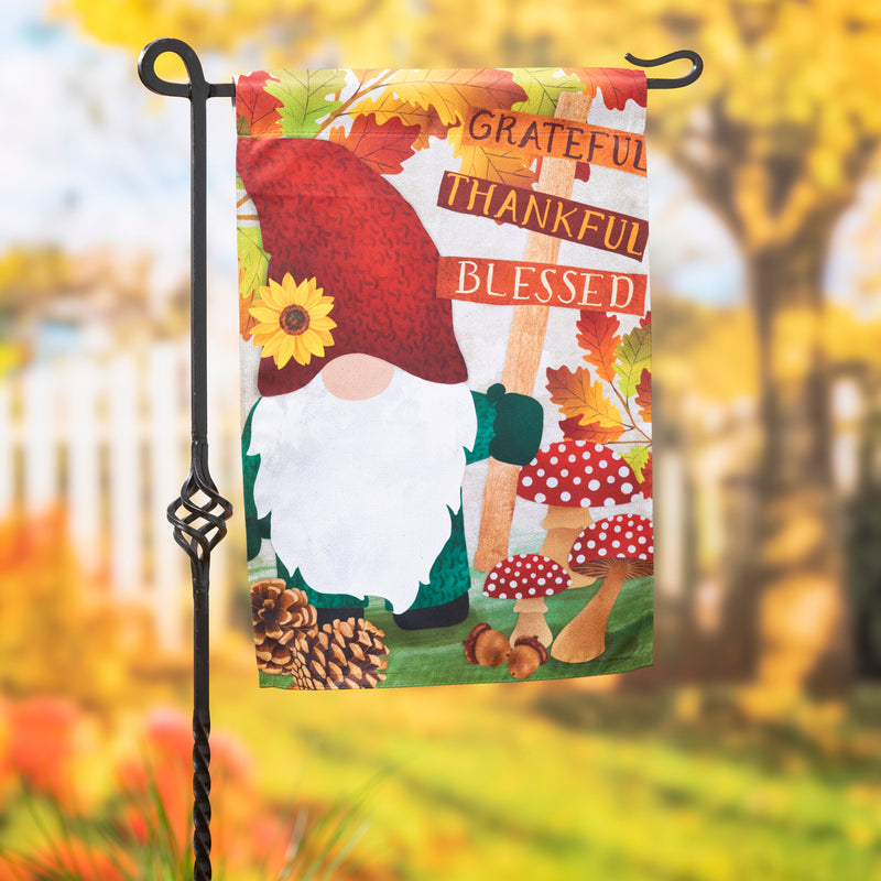 Grateful Fall Gnome Garden Suede Flag,14s10993