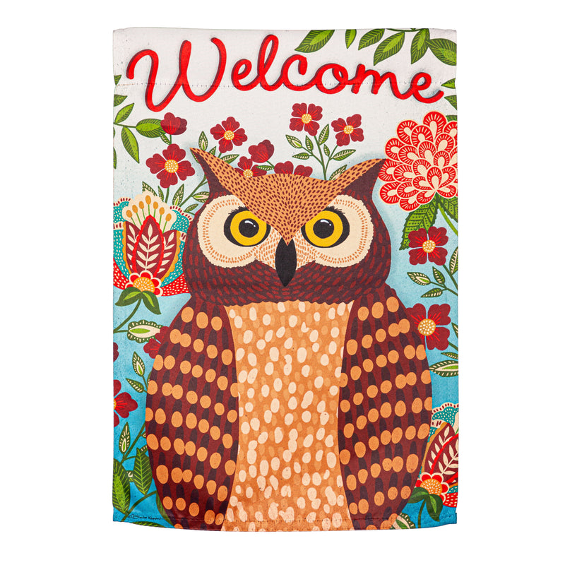 Fall Owl Welcome Garden Suede Flag,14s10994