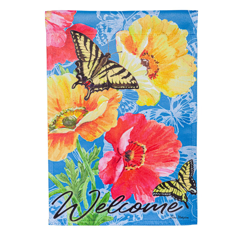 Bright Yellow Poppy Suede Garden Flag,14s11369