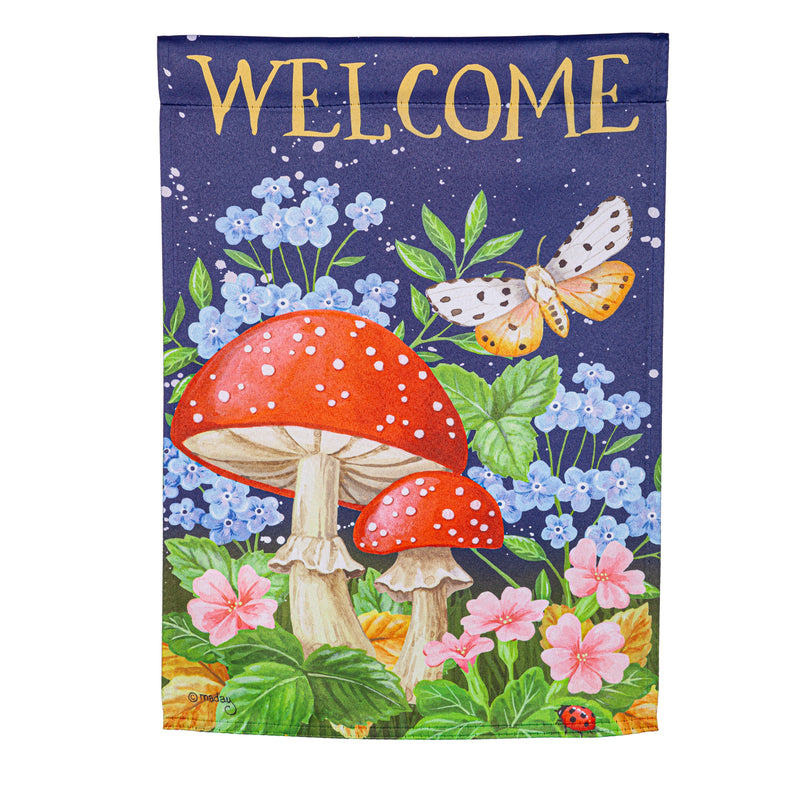 Welcome Mushroom Suede Garden Flag,14s11449