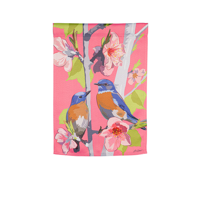 Birdies on Cherry Blossoms Suede Garden Flag,14s11465