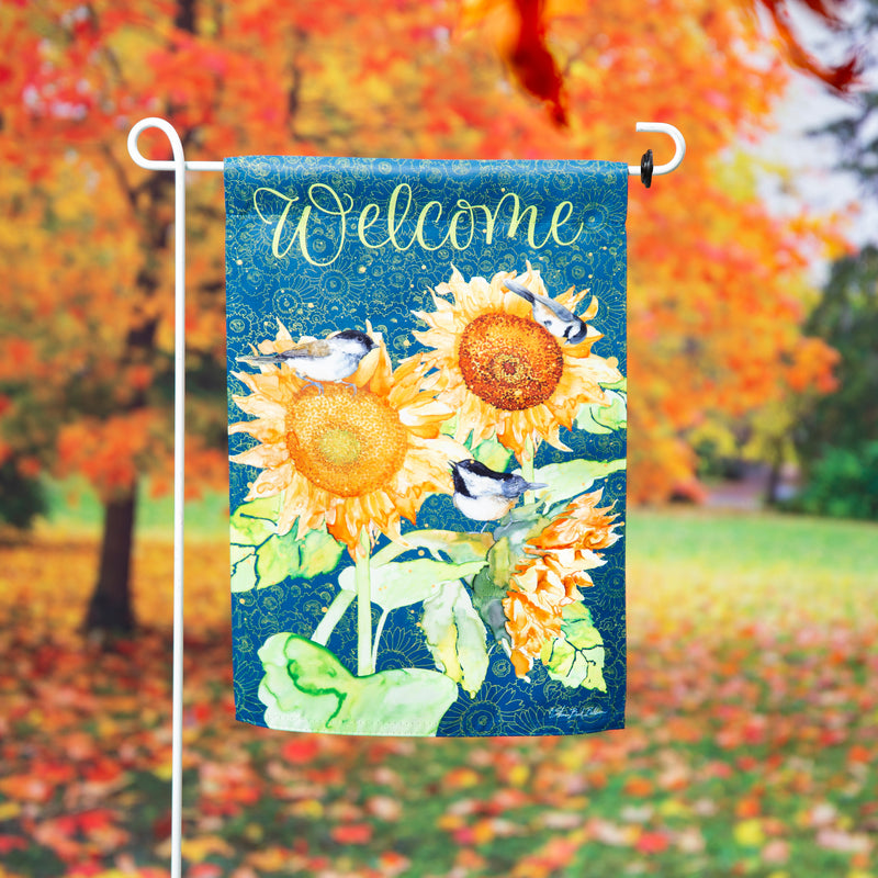 Sunflowers and Birdies Suede Garden Flag,14s11940