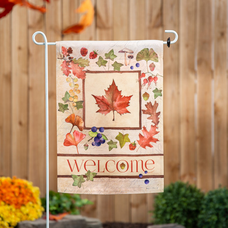 Welcome Fall Leaf Suede Garden Flags,14s11982