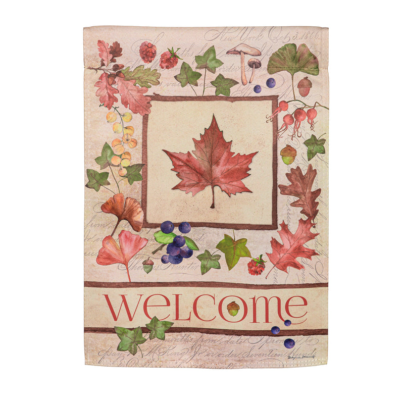 Welcome Fall Leaf Suede Garden Flags,14s11982