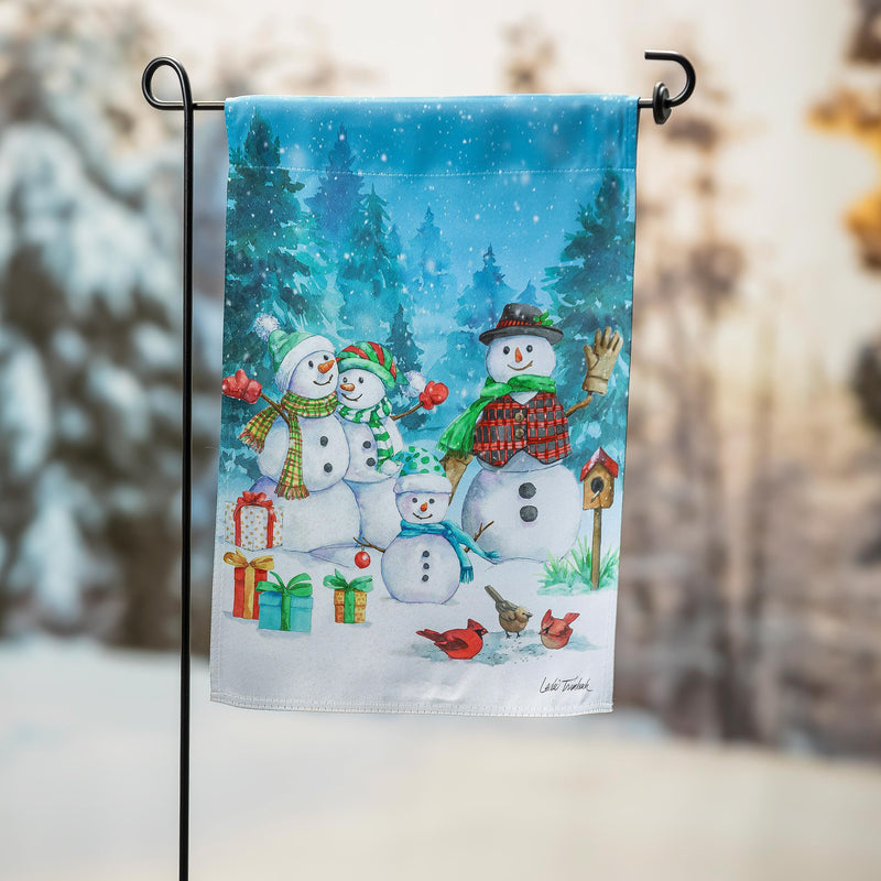 Snowman Family Suede Garden Flag,14s12192