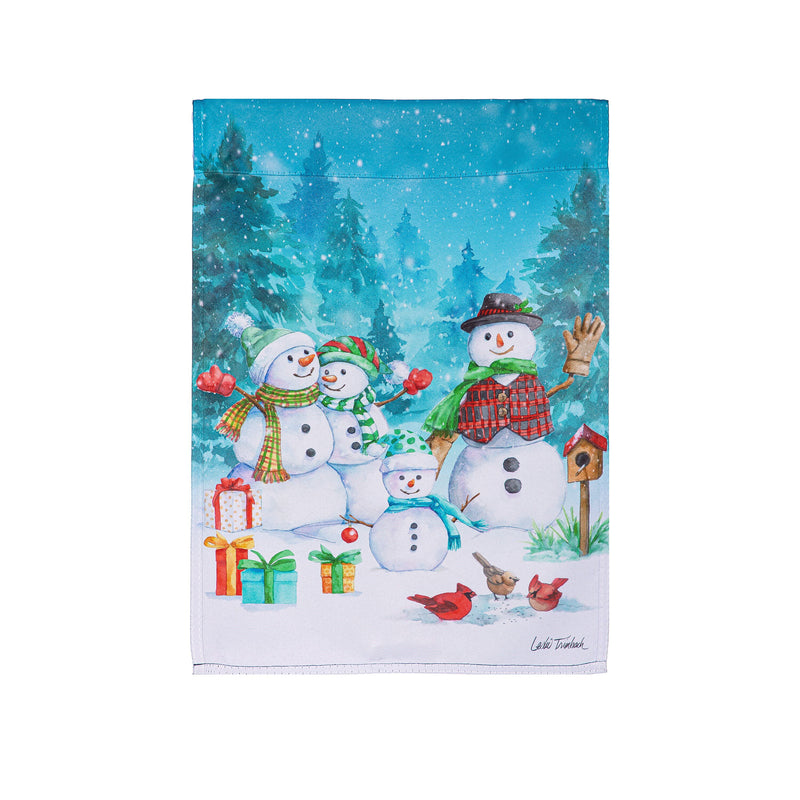 Snowman Family Suede Garden Flag,14s12192