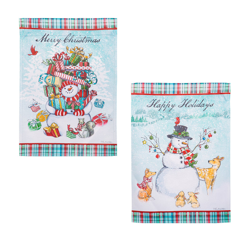 Snowman Holiday Reversible Suede Garden Flag,14s12447fb