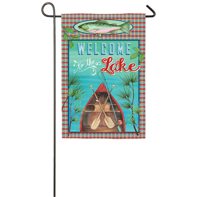 Welcome to the Lake Garden Suede Flag,14s4876