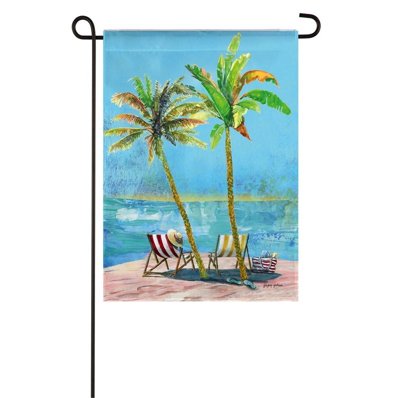 Ocean Blue Palms Garden Suede Flag,14s9536