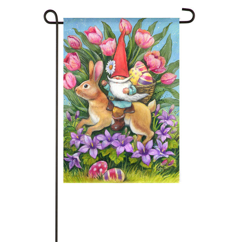 Easter Bunny Gnome Ride  Garden Suede Flag,14s9569