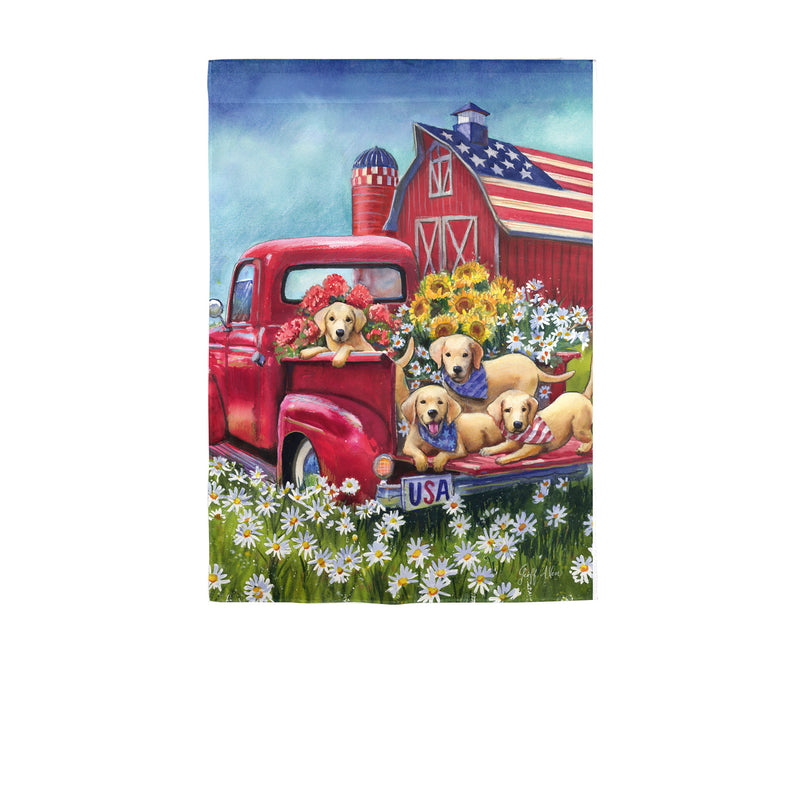 Americana Dogs Garden Suede Flag,14s9850