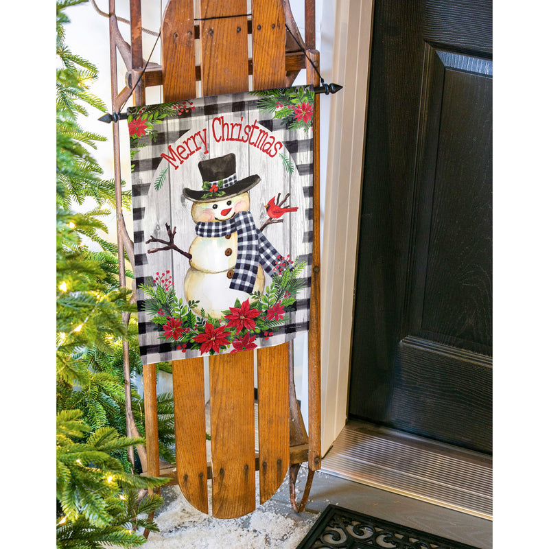 Country Plaid Snowman Garden Strié Flag,14t10057