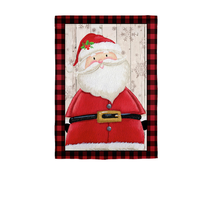 Plaid Border Santa Garden Strie Flag,14t10098