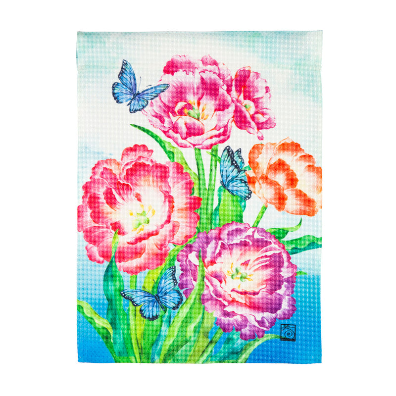 Blooming Tulips Garden Waffle Flag,14w10306