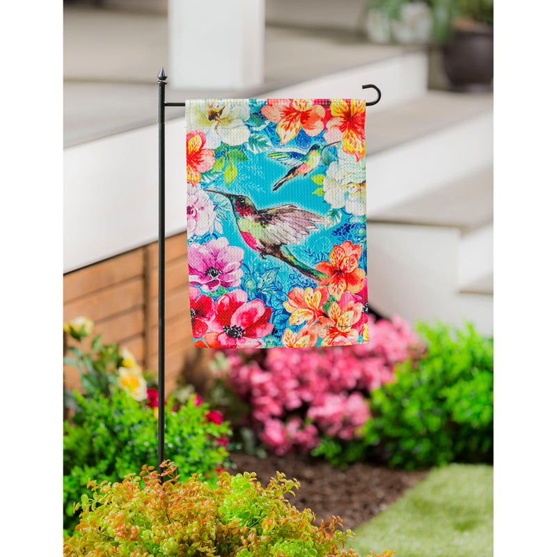 Bright Flowers and Hummingbirds Garden Waffle Flag,14w10339