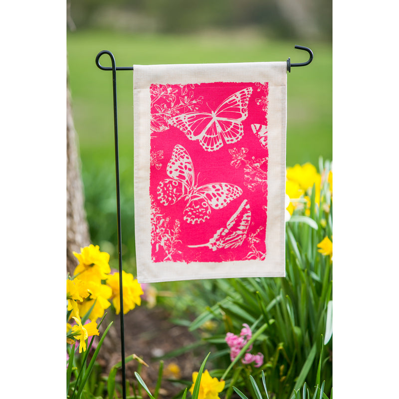 Bustling Butterflies Garden Burlap Flag,14b8370