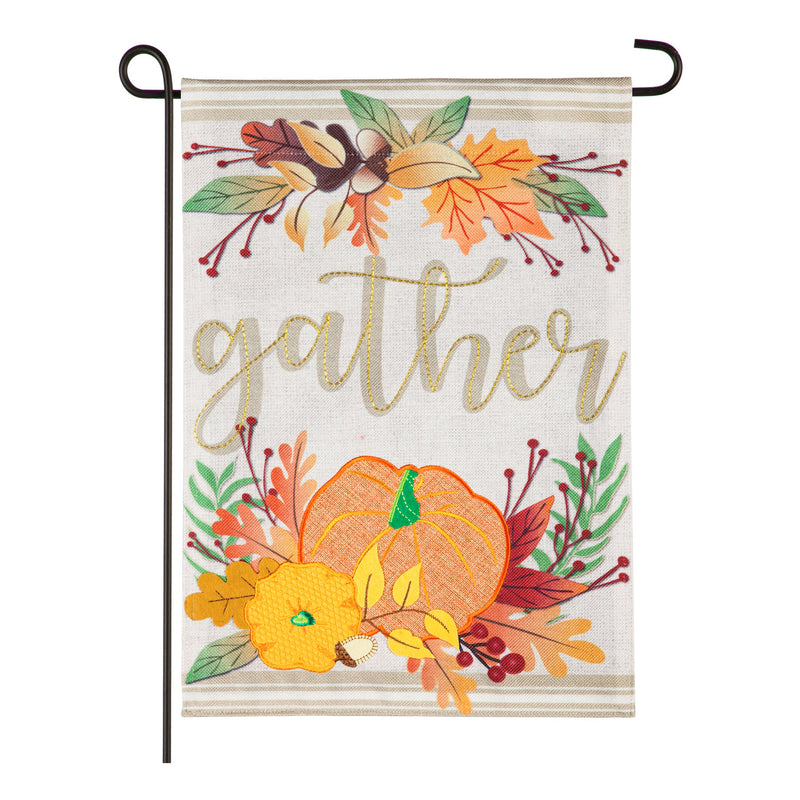 Autumn Gather Garden Burlap Flag,14b9326