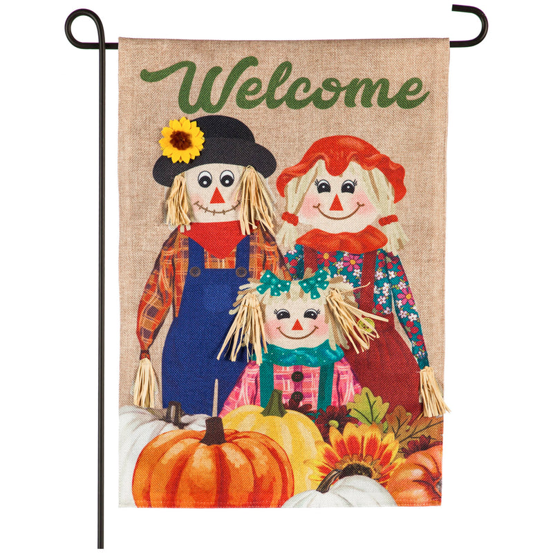 Scarecrow Family Garden Burlap Flag,14b9412