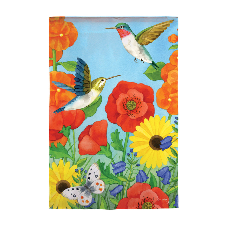 Happy Hummingbirds Garden Textured Suede Flag,14es9778