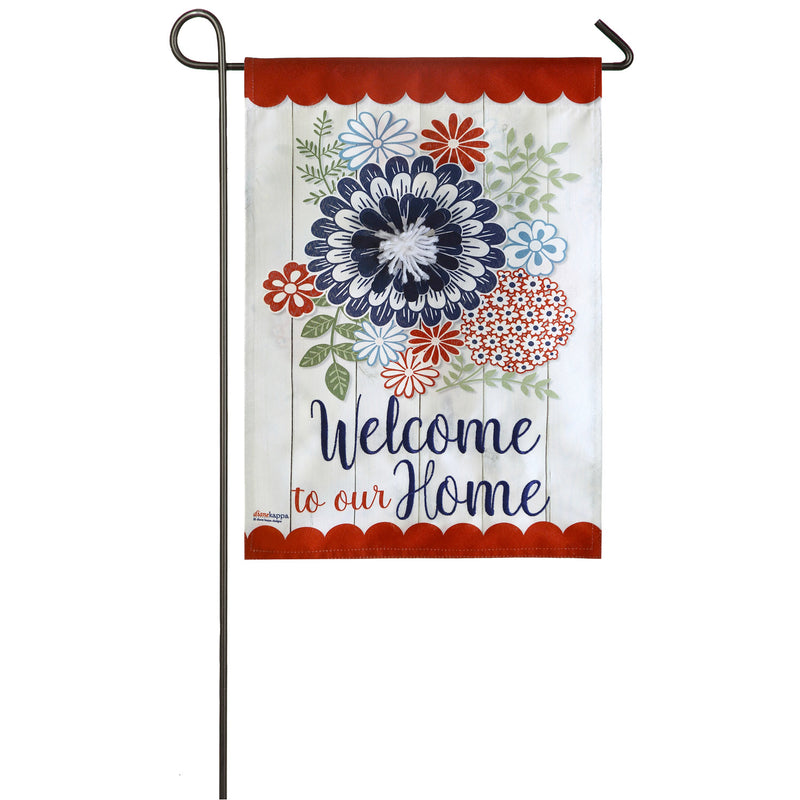 Americana Floral Garden Linen Flag,14l8560