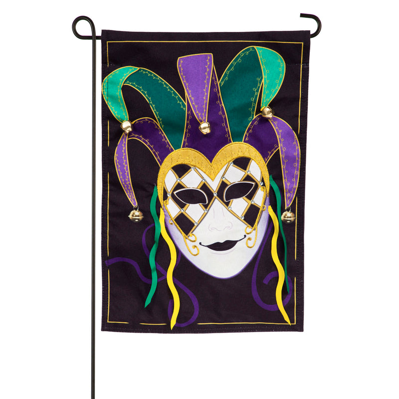 Mardi Gras Jester Mask Garden Linen Flag,14l9489bl