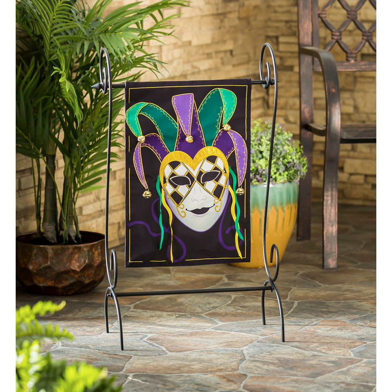 Mardi Gras Jester Mask Garden Linen Flag,14l9489bl